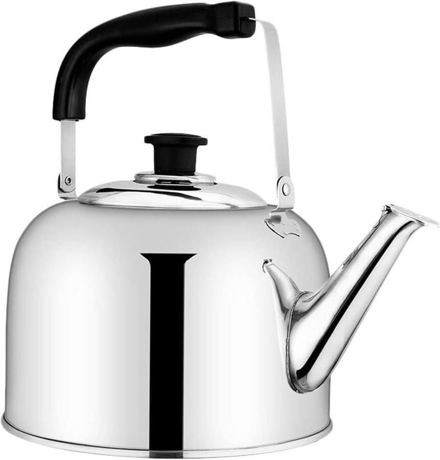 Waterkoker met Fluitje Theeketel Kookpan Water Verwarmen Grote Capaciteit 6 Liter Zilver