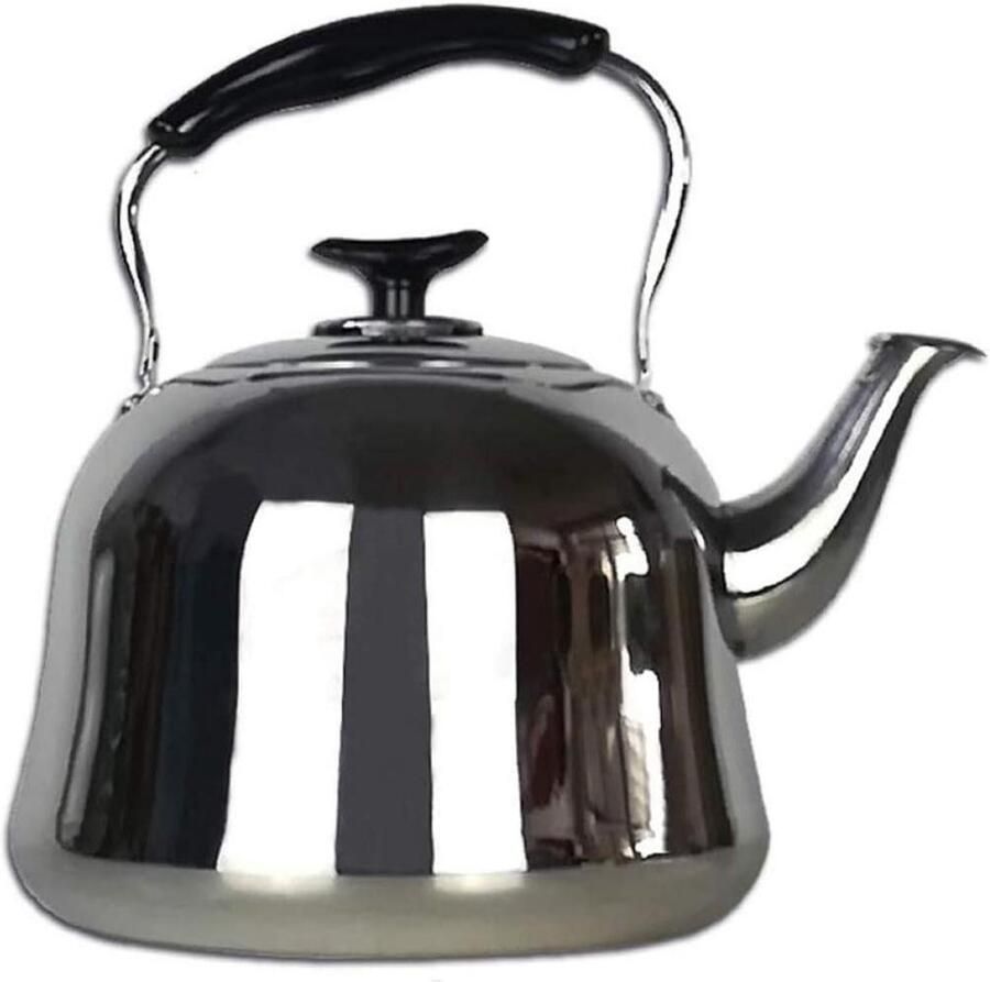 Waterkoker met fluitje Theeketel RVS Koffie en thee Matte finish 5 Liter Zwart