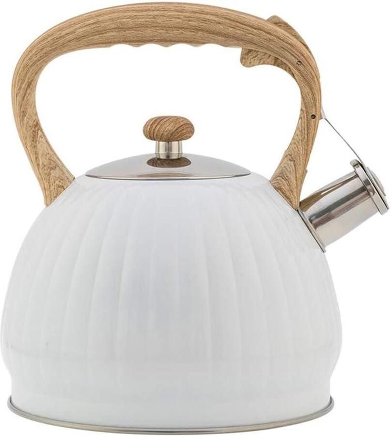 Waterkoker met Fluitje Theeketel RVS Water Koken Automatisch Fluitje 3.5 Liter Wit