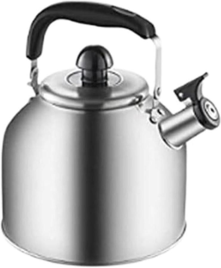 Waterkoker met Fluitje Theeketel RVS Water Koken Automatisch Fluitje 4 Liter Zilverkleurig