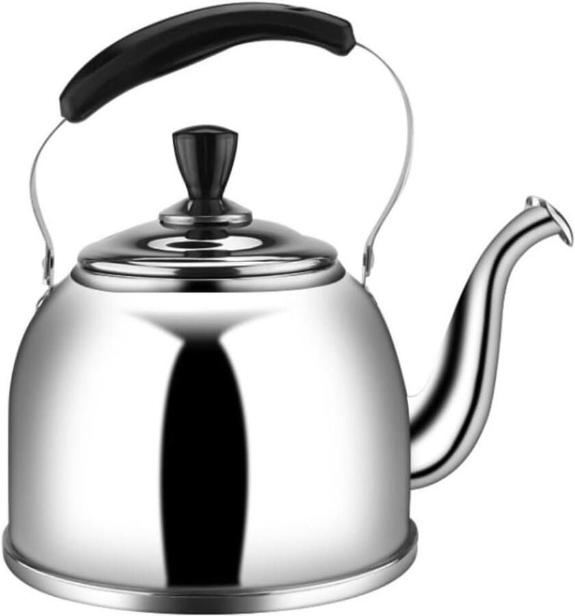 Waterkoker met Fluitje Theeketel RVS Water Koken Ergonomische Handgreep 4 Liter Zilver