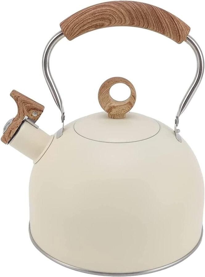 Waterkoker met Fluitje Theeketel RVS Water Koken Hittebestendig Handvat 2.5 Liter Zwart