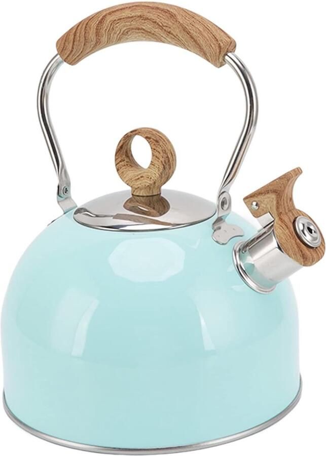Waterkoker met Fluitje Theeketel RVS Water Koken Snelle Verwarming 2.5 Liter Blauw