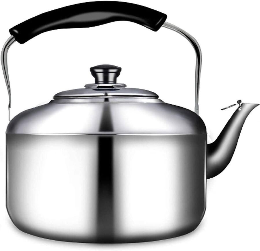 Waterkoker met Fluitje Theepot Ketel Kamperen Buiten Koken Energiebesparende Bodem 6 Liter Capaciteit Zilver