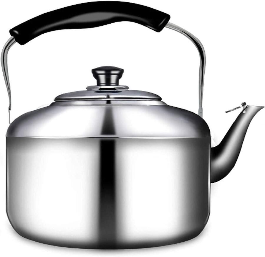Waterkoker met Fluitje Theepot Ketel Kamperen Koken Energieconcentrerende Bodem 6 Liter Zilver