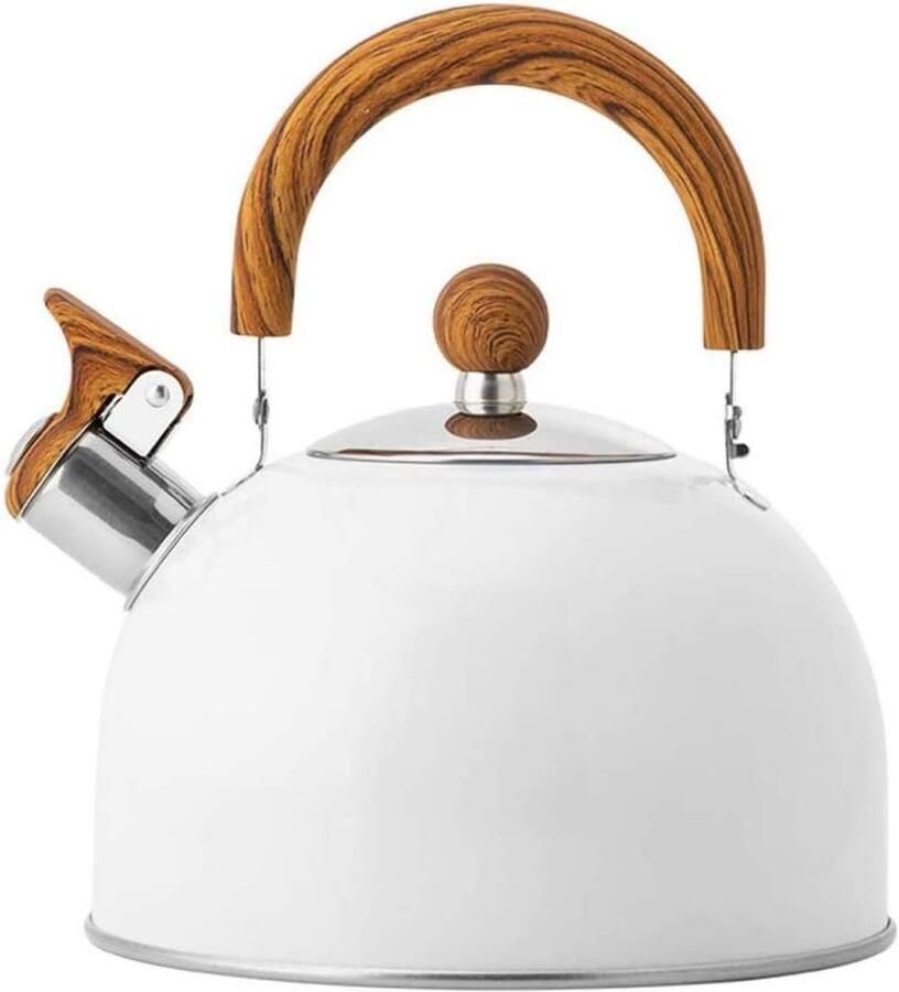 Waterkoker met Fluitje Theepot Ketel Water Koken Food Grade Staal 2.5 Liter Wit
