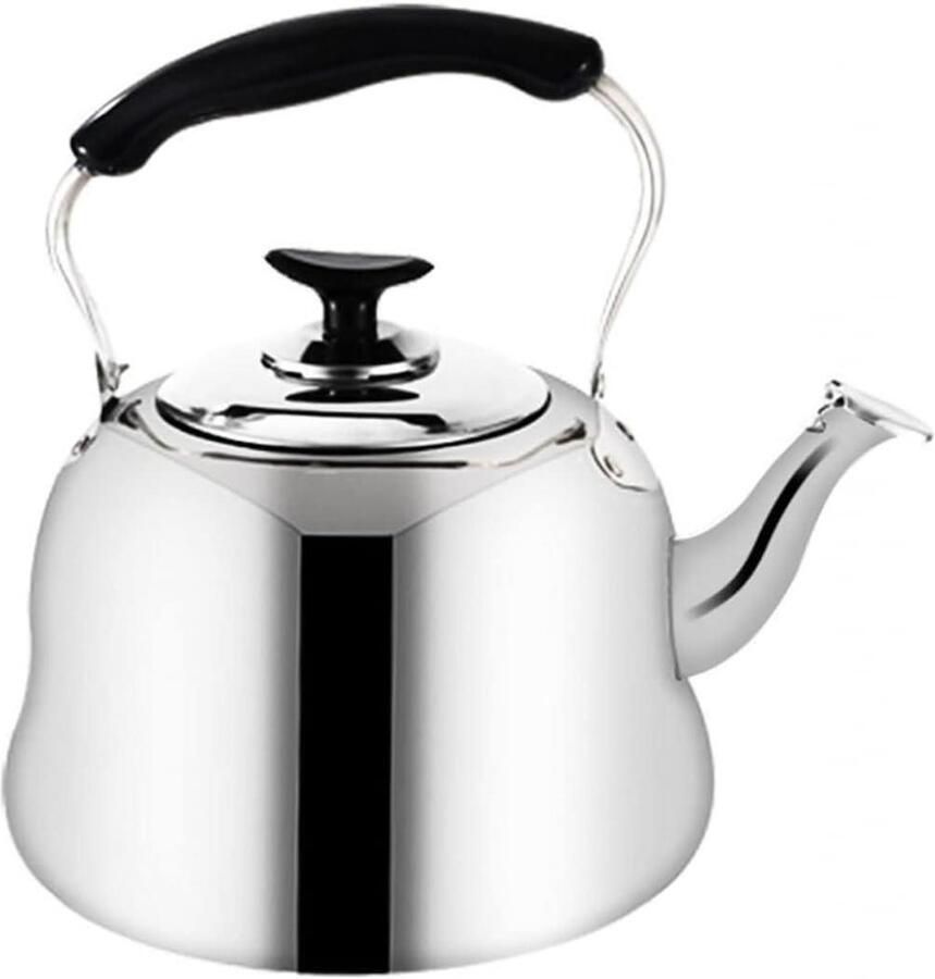 Waterkoker met Fluitje Theepot Ketel Water Koken Verdikt Roestvrij Staal 4L Zilverkleurig