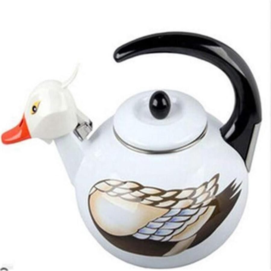 Waterkoker met fluitje Theepot Koffiepot Thee Zetten Dik Emaille 2 Liter Emaille