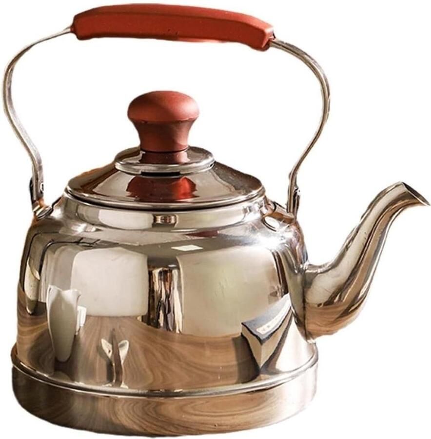 Waterkoker Met Fluitje Theepot Kookpan Drankjes Bereiden Inclusief Theefilter 1 Liter Zilver
