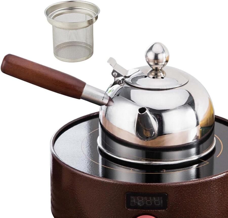 Waterkoker met Fluitje Theepot Kookpan Water Koken Inclusief Theezeef 680 ml Zilver