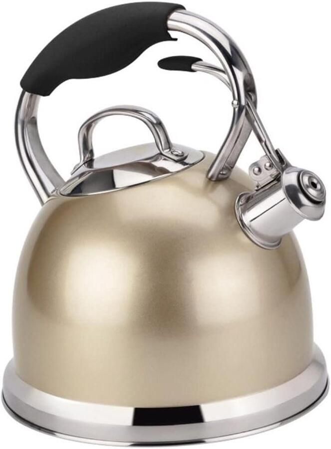 Waterkoker met Fluitje Theepot Kookplaat Ketel Water Koken Roestvrij Staal 3L Zilver