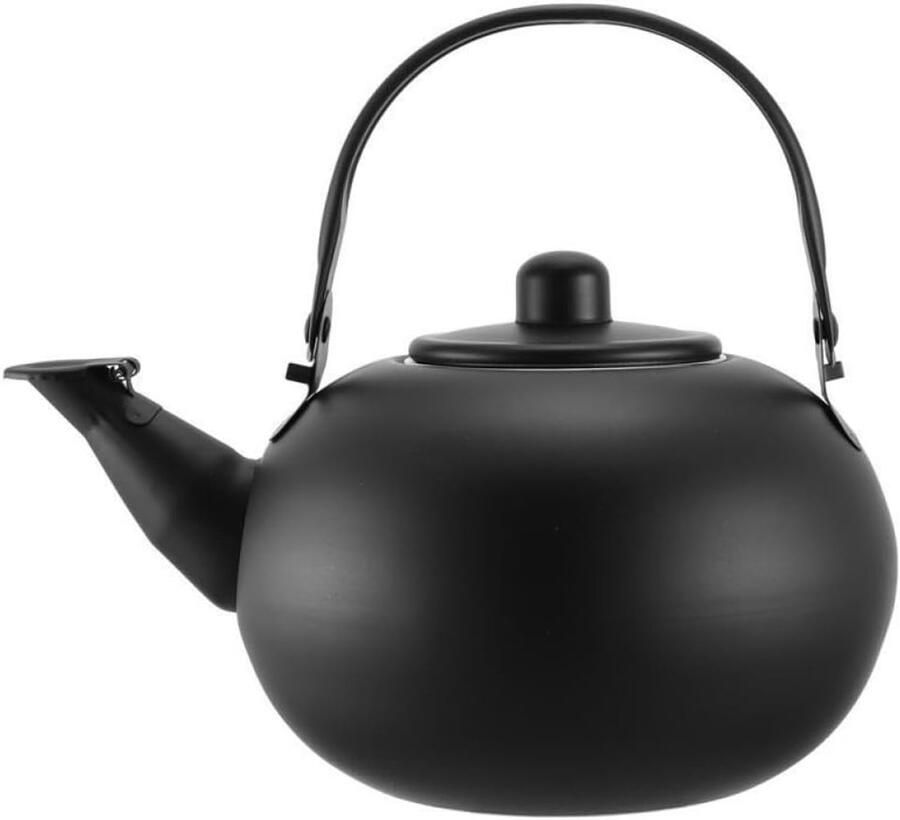 Waterkoker Met Fluitje Theepot Kookplaat Water Koken Hoogwaardig Roestvrij Staal 1.5 Liter Zwart