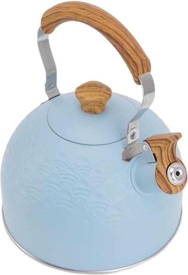 Waterkoker met Fluitje Theepot Pan Water Koken One-Hand Trigger 2.5L Capaciteit Hemelsblauw
