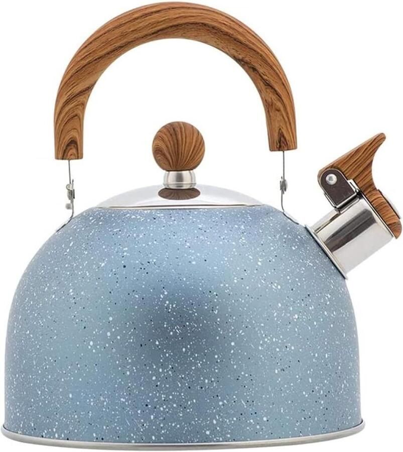 Waterkoker met fluitje Theepot RVS Koffie en thee Food grade staal 2.5 Liter Blauw