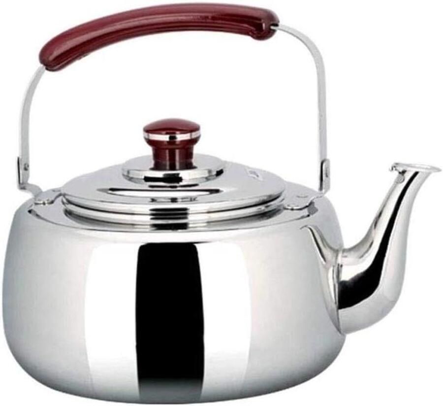 Waterkoker met Fluitje Theepot RVS Koken en Dranken Grote Inhoud 6 Liter Zilverkleurig