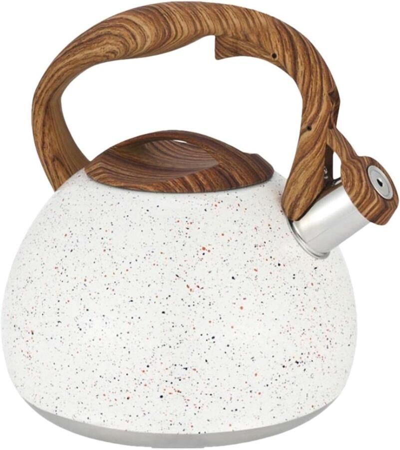 Waterkoker Met Fluitje Theepot RVS Water Koken Luid Fluit Signaal 3 Liter Grijs Wit