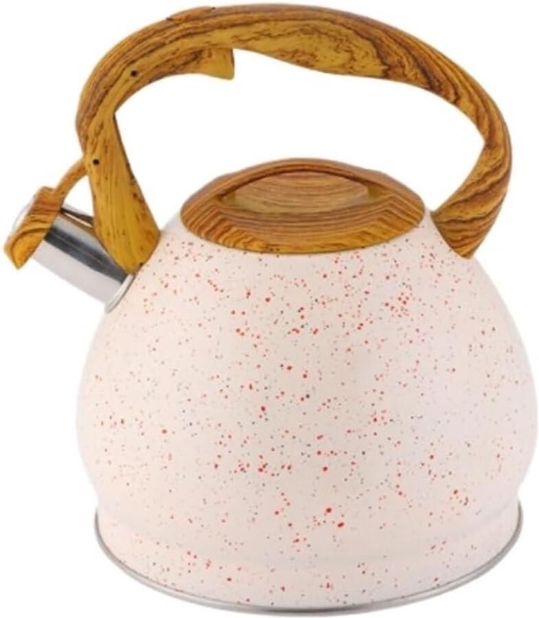 Waterkoker met fluitje Theepot voor fornuis Water snel koken Grote inhoud 3.5L 26x25x23 cm Beige