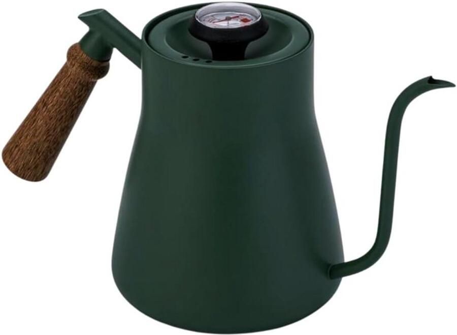 Waterkoker met Houten Handvat Opschenkketel Koffie Filterkoffie Zetten Fijne Schenktuit 850 ml Groen