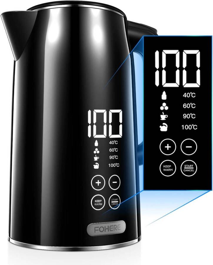 Waterkoker met Instelbare Thermostaat en 4 Vooraf Ingestelde Temperatuurkeuzes