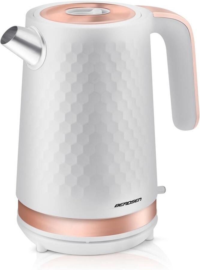 Waterkoker met kalkfilter inhoud 1 7 liter 2200 watt pirouetbasis waterkoker stil wit goud mat