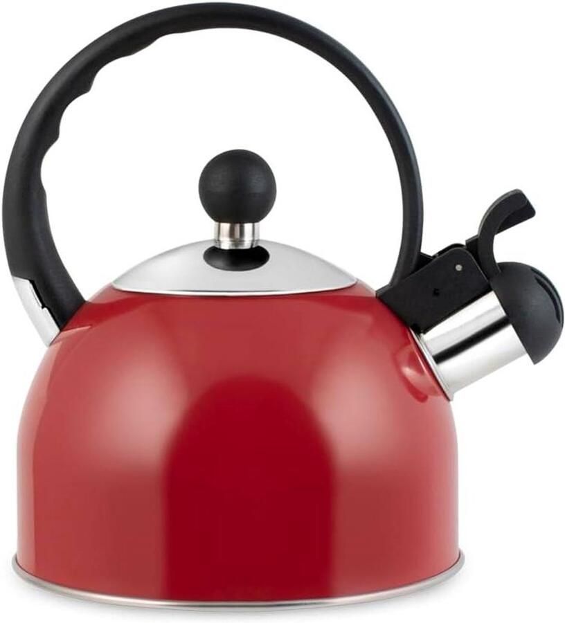 Waterkoker met pijp Theeketel Roestvrij Staal Thee Zetten Geschikt voor Inductie 15 Liter Rood