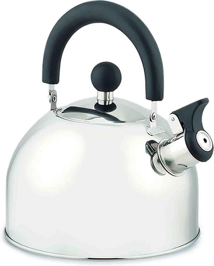 Waterkoker Met Pijp Theepot RVS Water Koken Fluitend Geluid 2 Liter Zwart