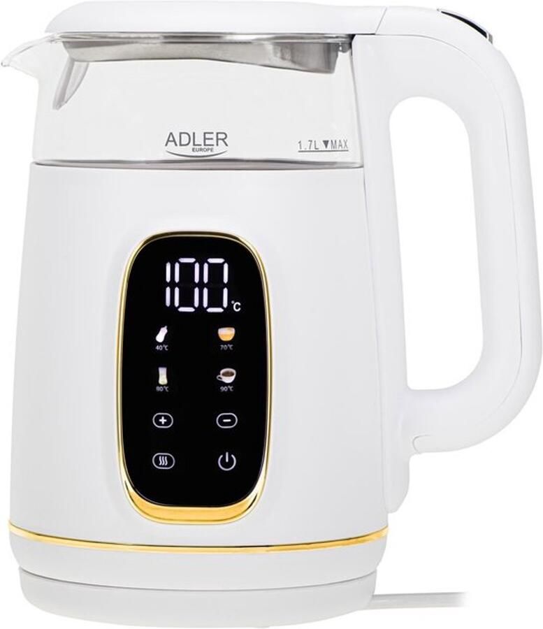 Waterkoker met temperatuurinstelling 2200 W waterkoker 1 7 l met led-display en touchpaneel 5 temperatuurprogramma's met warmhoudfunctie waterkoker met filter