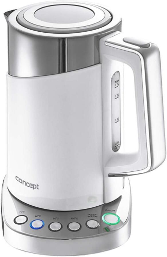 Waterkoker met temperatuurinstelling en Cool Touch 1 7 l roestvrij staal 2200 W incl. anti-kalkfilter