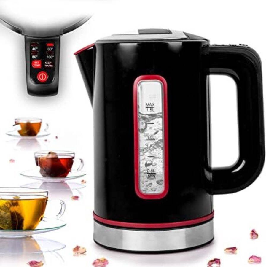 Waterkoker met Temperatuurregeling 1 5L 3000W Zwart