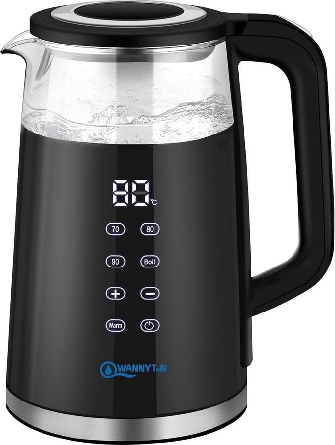 Waterkoker met Temperatuurregeling 1 7L RVS Glas Digitaal Display 2200W