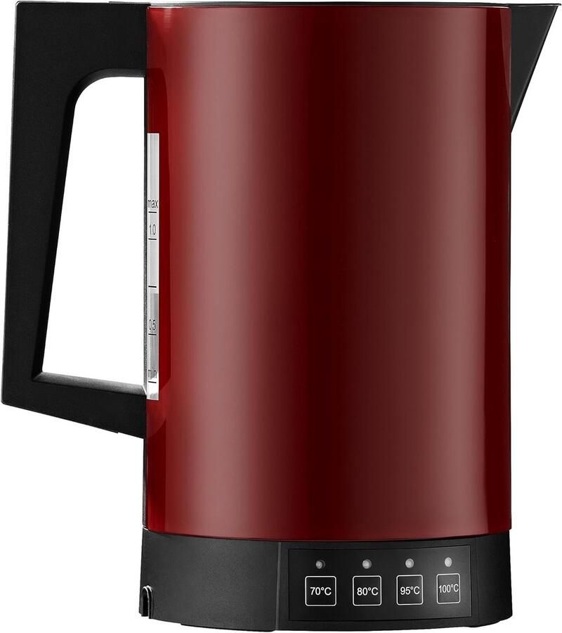 Waterkoker met Temperatuurregeling Rood Acrylglas Made in Germany