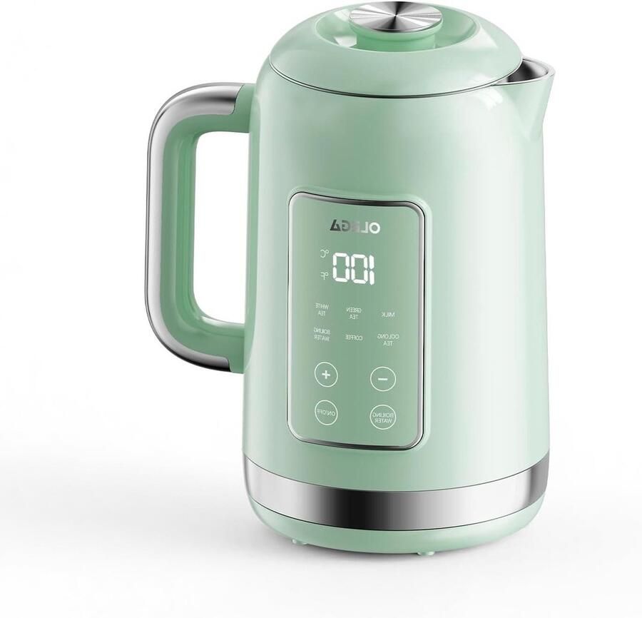 Waterkoker Temperatuurregeling Slimme Ketel Koffie Thee Bereiden Dubbelwandig Roestvrij Staal 1.5 Liter Capaciteit Lichtgroen