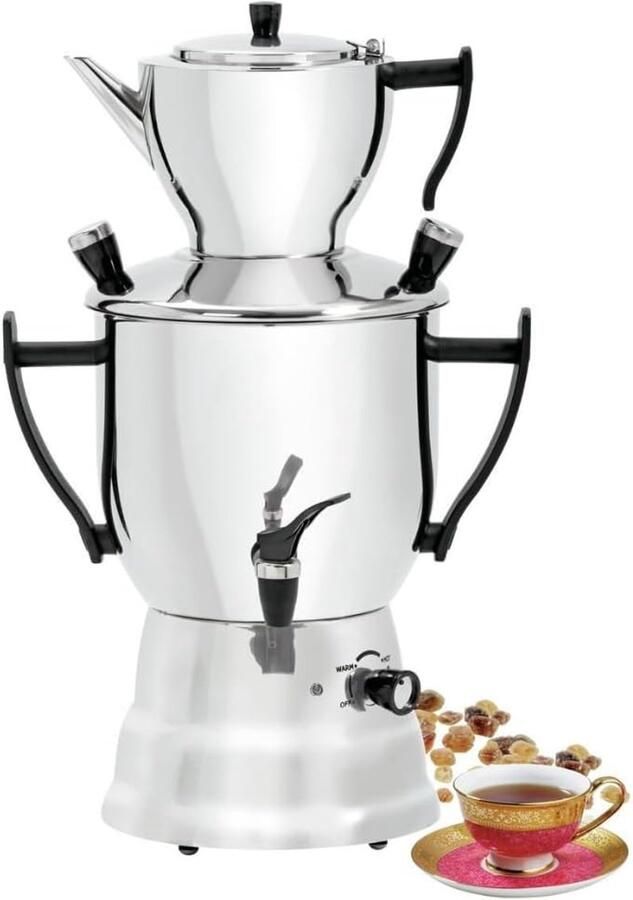 Waterkoker Met Theepot Samovar Warmhouder Professioneel Thee Zetten Thermostatische Bediening 3 Liter Capaciteit Roestvrij Staal