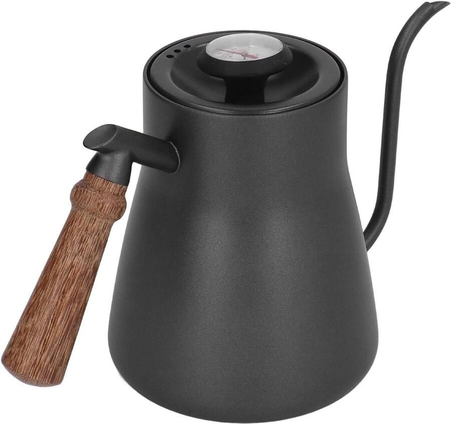 Waterkoker Met Thermometer Koffiezetketel Koffie Zetten Zwanenhals Uitloop 850 ml Roestvrij Staal