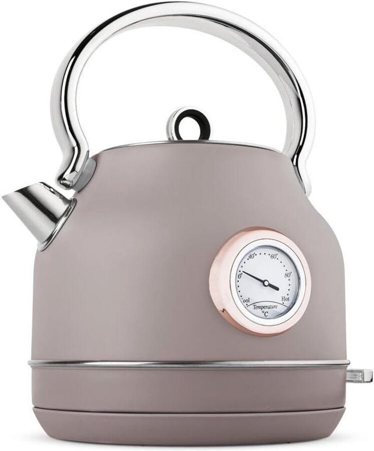 Waterkoker met thermometer Stijlvolle ketel Thee en koffie Geïntegreerde thermometer 17 Liter capaciteit Taupe grijs