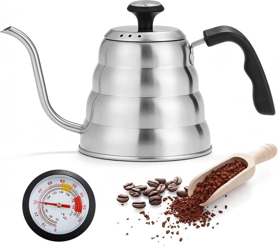 Waterkoker met Zwanenhals Roestvrij Staal Geïntegreerde Thermometer Elegant Design Voor Koffie en Thee