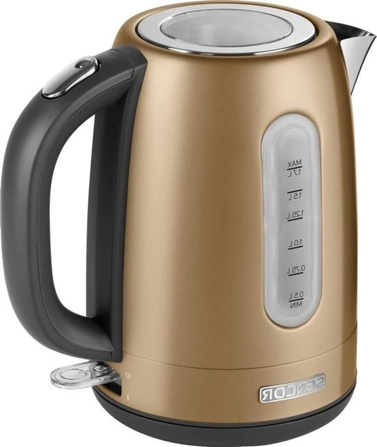 Waterkoker op elektriciteit Ketel die snel kookt Voor snel theezetten Waterniveau zichtbaar 17 liter Champagnekleurig