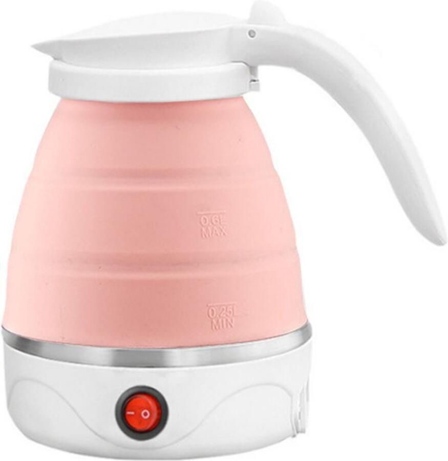 Waterkoker Opvouwbare waterkoker camping Mini-reiswaterkoker Draagbare inklapbare waterkoker Voor kamperen met afneembaar netsnoer kookt snel 600 ml Roze