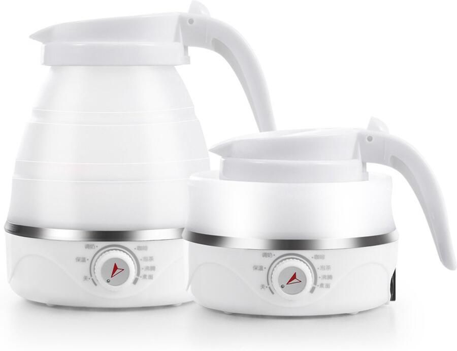 Waterkoker Opvouwbare waterkoker Mini elektrische waterkoker Reiswaterkoker Draagbare waterkoker Instelbare temperatuur Opvouwbaar siliconen Waterkoker voor reizen kamperen hotels 600 ml Wit