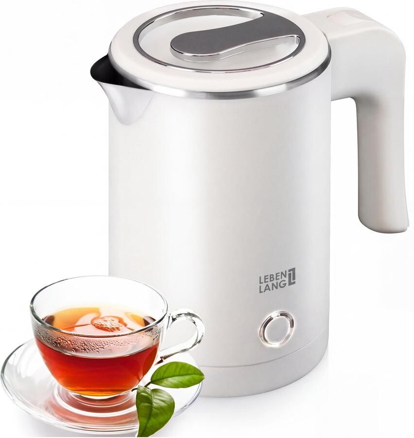 Waterkoker Reis Mini 600 W Vermogen 500 ml Inhoud RVS Materiaal Wit Kleur Elektrische