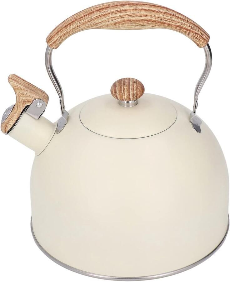 Hydroel voor Inductie en Gasfornuis 2 5L Theeketel met Houten Handgreep Roestvrijstalen Fluitje Ketel Inductie Moderne Fluitketel voor Houten Fornuis Ketel Inductiefornuis voor