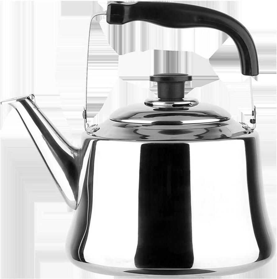 Waterkoker Roestvrij Staal Fluitketel Grote Capaciteit Water Koken Energiezuinig Dubbele Bodem 5 Liter Zilver