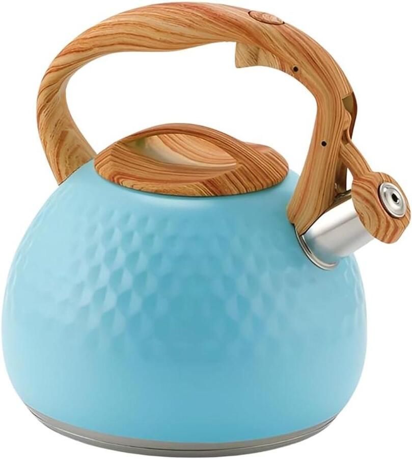 Waterkoker Roestvrij Staal Fluitketel Keuken Water Koken Snel Handige Fluitfunctie 3 Liter Inhoud Blauw