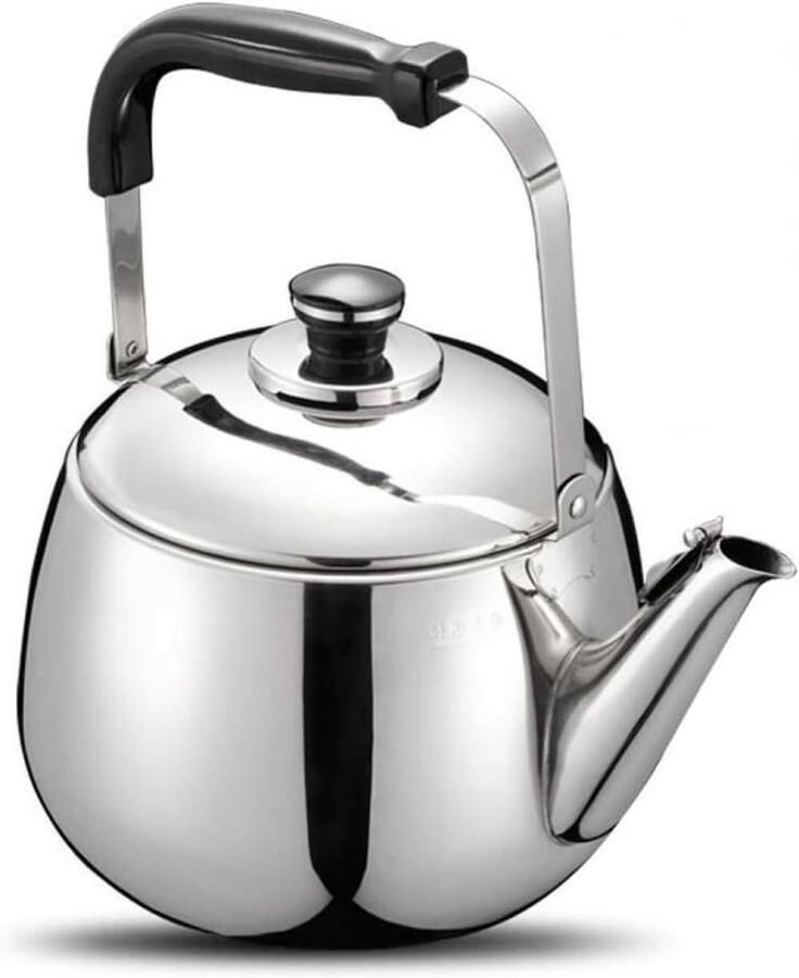 Waterkoker Roestvrij Staal Fluitketel Theepot Water Koken Dik Materiaal 5L Zilver