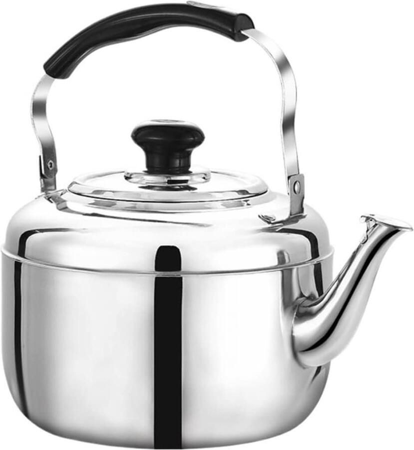 Theeketel Fluitketel Waterkoker Kookplaat Snel Water Koken Roestvrij Staal 6.5L Zilver