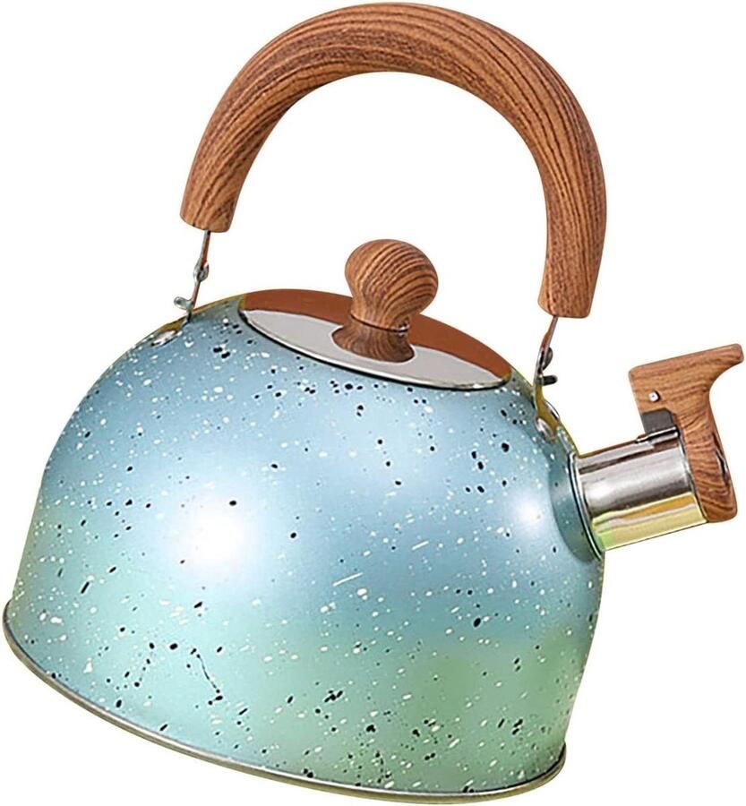 Waterkoker Roestvrij staal Kantoor Keuken Met fluitje 2 Liter Blauw