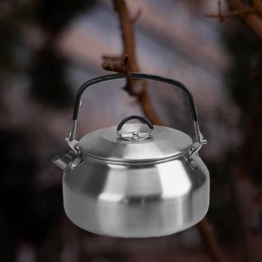 Waterkoker Roestvrij Staal Ketel Kan Koffie Thee Zetten Opvouwbaar Draagbaar 08 Liter Zilver - Foto 2