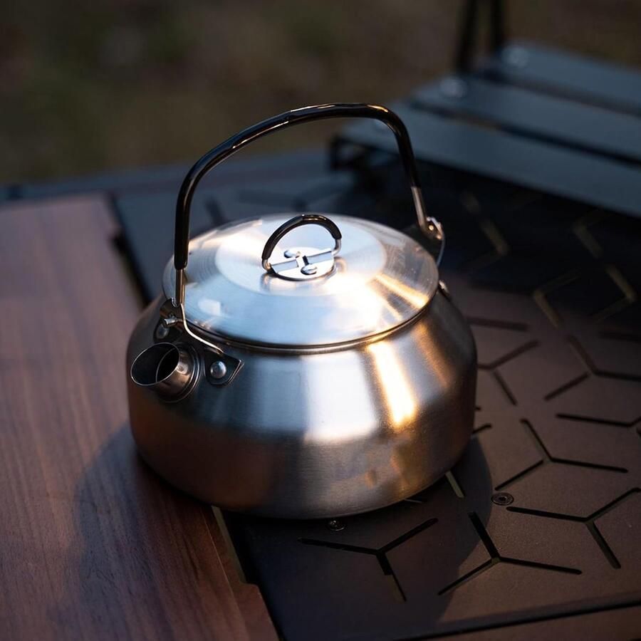Waterkoker Roestvrij Staal Ketel Kan Koffie Thee Zetten Opvouwbaar Draagbaar 08 Liter Zilver