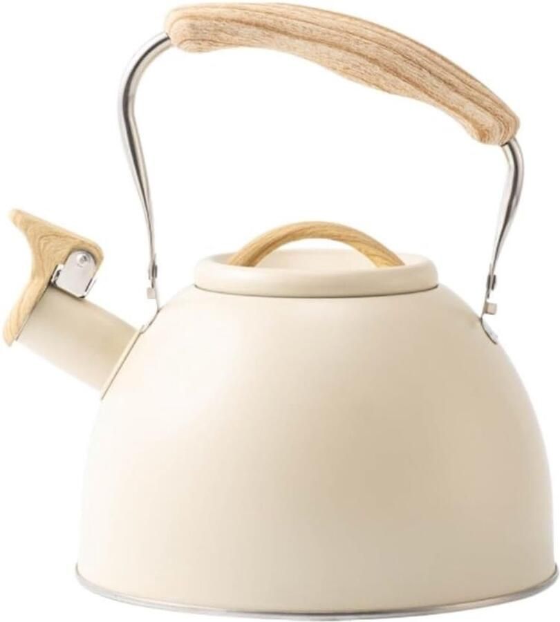 Waterkoker Roestvrij Staal Koffiepot Theepot Koffie en Thee Fluitend Bij Koken 3 Liter Wit