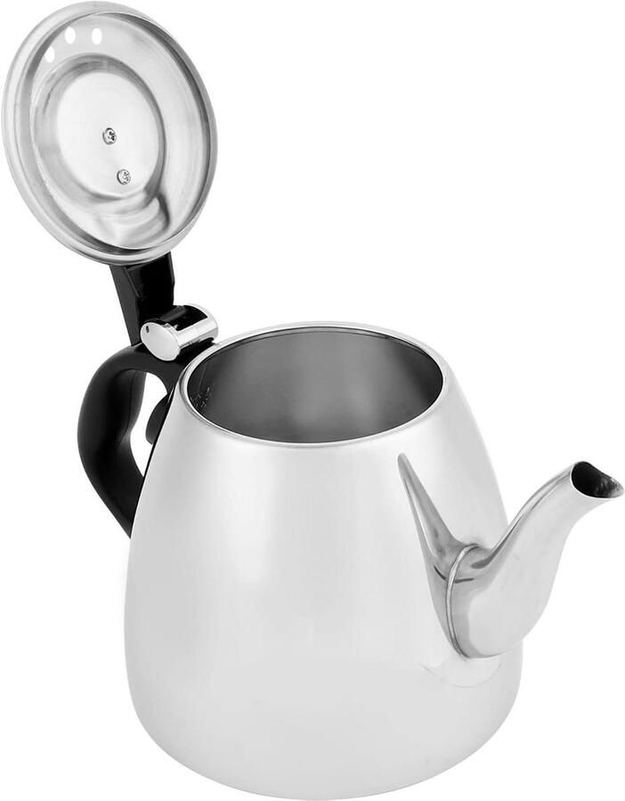 Waterkoker Roestvrij Staal Kookpot Theeketel Snel Water Koken Platte Bodem Inductie 1.2 Liter Zilver